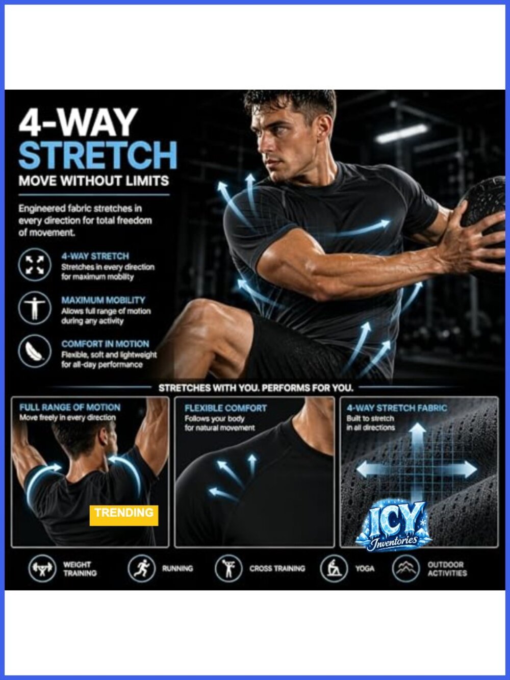 5 Pack Mesh Fast Dry Gym T-Shirts Moisture Wicking Workout Tees - Picture 4 of 6